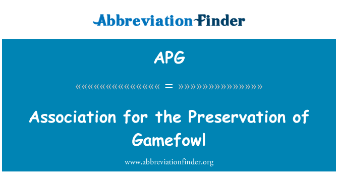 APG: Assoċjazzjoni għall-preservazzjoni ta ' l-Gamefowl