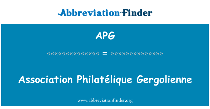 APG: Yhdistys Philatélique Gergolienne