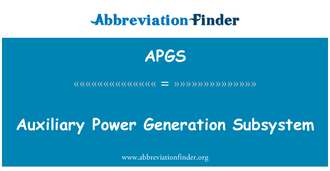APGS: Auxiliary Power Generation Subsystem