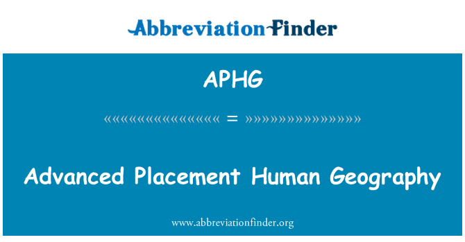 APHG: Advanced Placement Human Geography