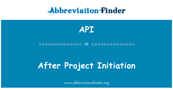 API: After Project Initiation