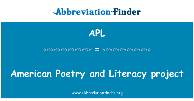 APL: American Poetry and Literacy project