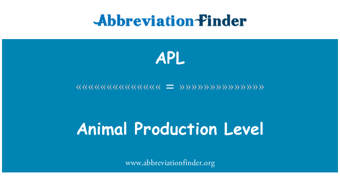 APL: Niveau de la Production animale