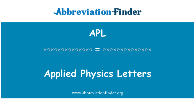 APL: Applied Physics Letters