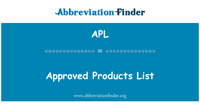 APL: Lista di prodotti approvati