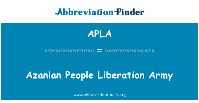 APLA: Армия за освобождение на azanian хора