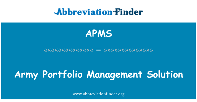 APMS: Soluţie de Management de portofoliu armata