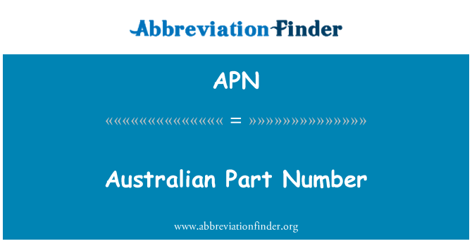 APN: หมายเลขชิ้นส่วนออสเตรเลีย