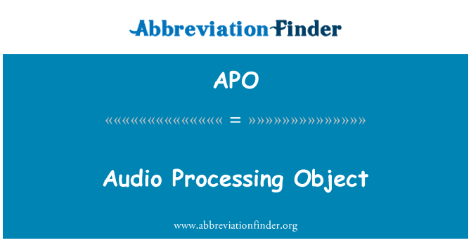 APO: Audio Processing Object