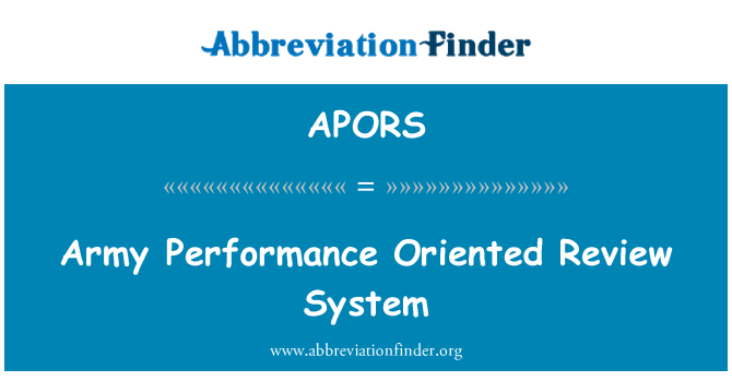 APORS: Armén prestanda orienterade översyn System