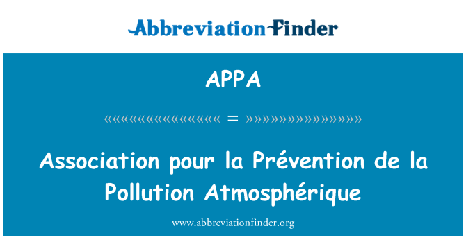APPA: Association pour la Prévention de la Pollution Atmosphérique