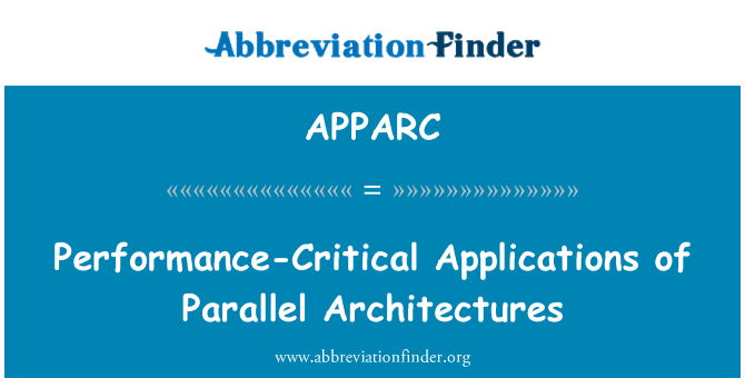 APPARC: Výkon-Critical aplikácie paralelných architektúr