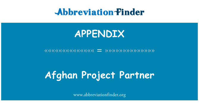 APPENDIX: Mitra proyek Afghanistan