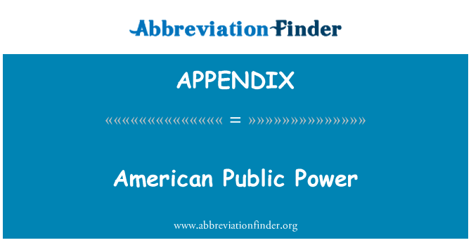 APPENDIX: Pŵer cyhoeddus Americanaidd