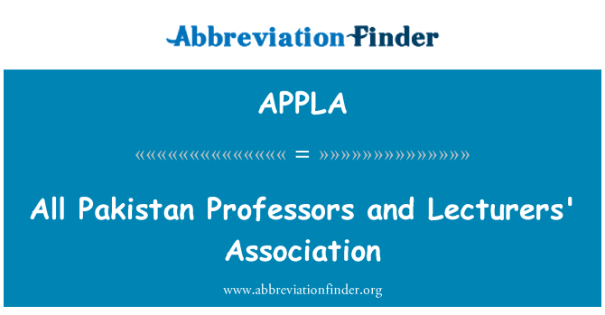 APPLA: Tous les professeurs du Pakistan et Association des chargés de cours