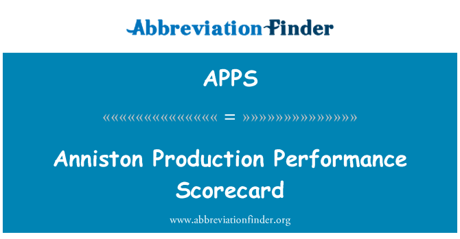 APPS: Anniston Production Performance Scorecard