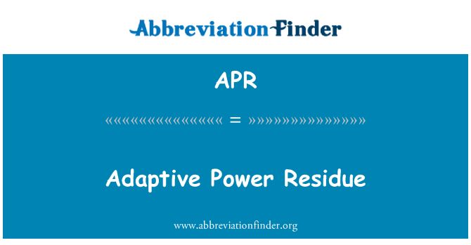 APR: Adaptívne moc rezíduí