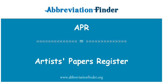 APR: Kunstnernes papirer Register