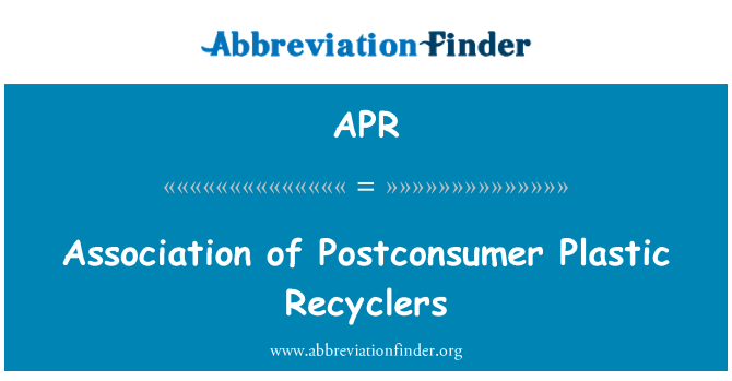 APR: האגודה של מיחזור פלסטיק Postconsumer