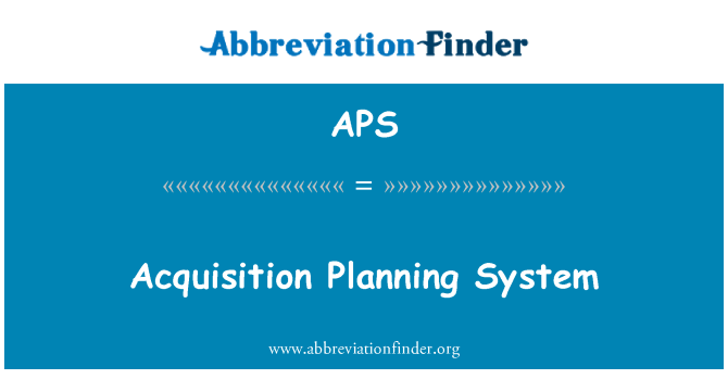 APS: Oppkjøp planleggingen System