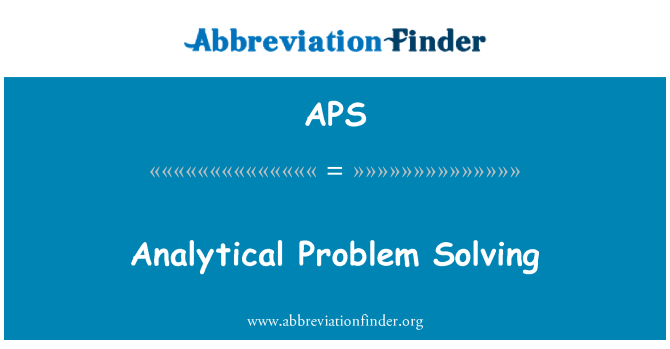 APS: Analytické řešení problémů