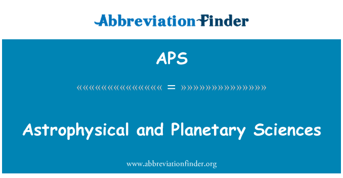 APS: Scienze astrofisiche e planetari