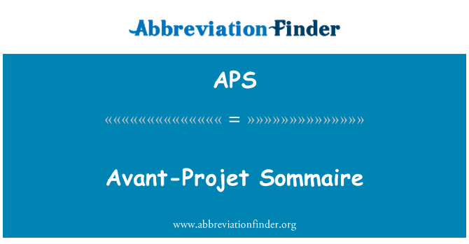 APS: Avant-Projet Sommaire