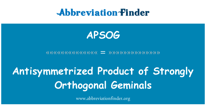 APSOG: Antisymmetrized 产品的强烈正交 Geminals