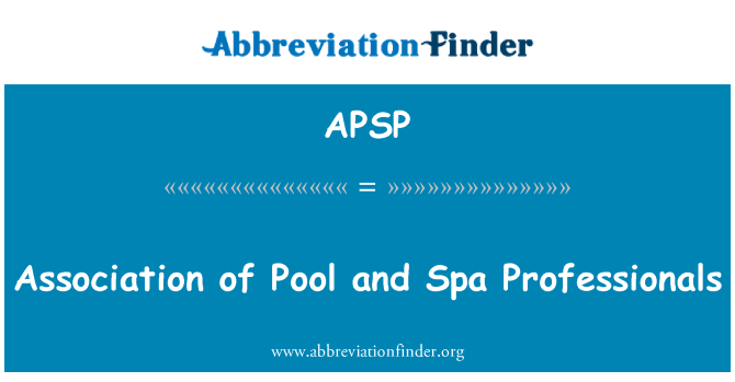 APSP: Association of Pool and Spa Professionals