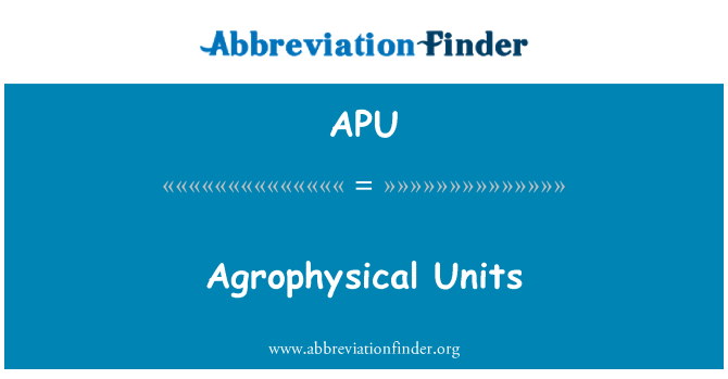 APU: Agrophysical 단위