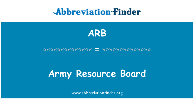 ARB: Army Resource Board