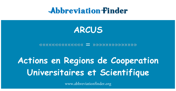 ARCUS: 行动 en 地区德合作所出具 et 科学