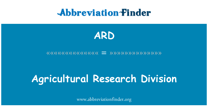 ARD: Agricultural Research Division