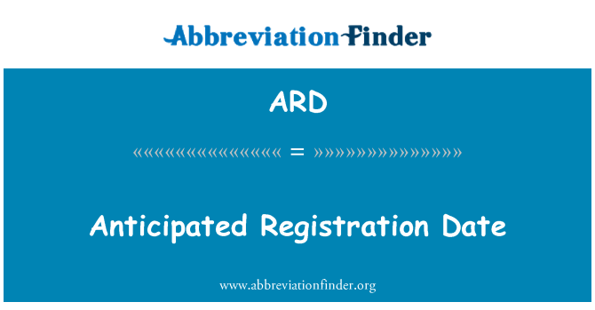 ARD: Data di registrazione anticipata