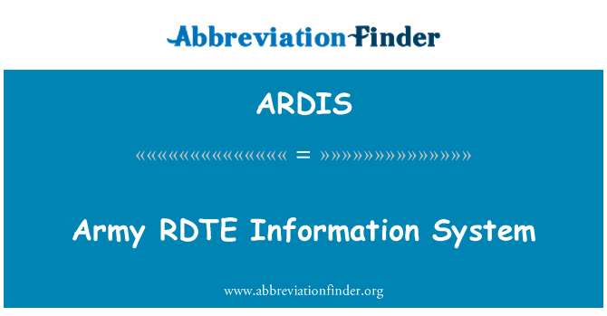ARDIS: Is-sistema ta ' l-informazzjoni RDTE l-armata