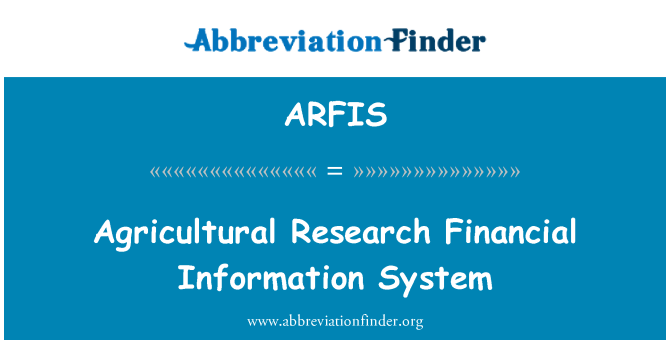 ARFIS: 农业研究财务信息系统