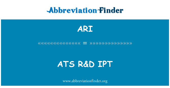 ARI: 安非他明类兴奋剂 R&D IPT