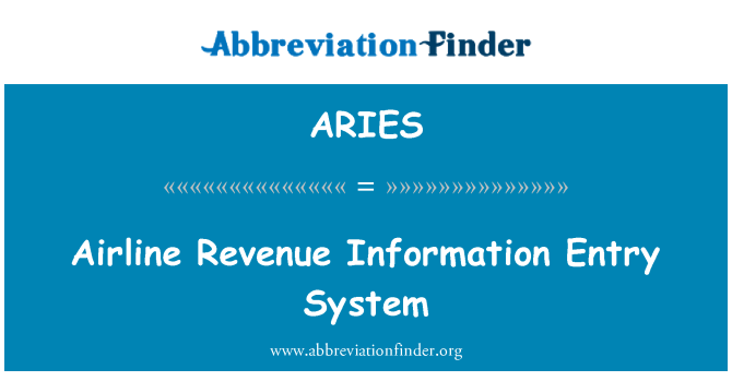 ARIES: Letecká společnost příjmy informační vstupní systém
