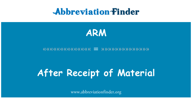 ARM: Po příjmu materiálu