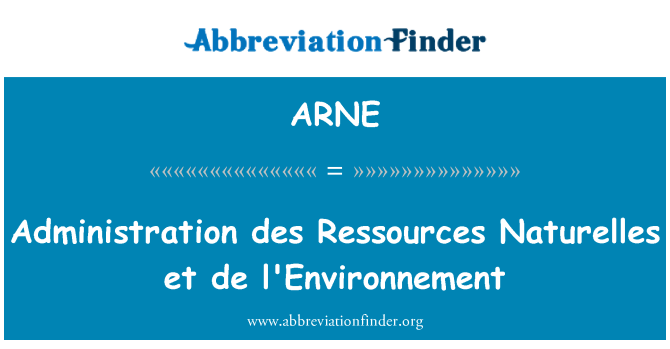 ARNE: Des Ressources Naturelles de la gestion et de l'environnement