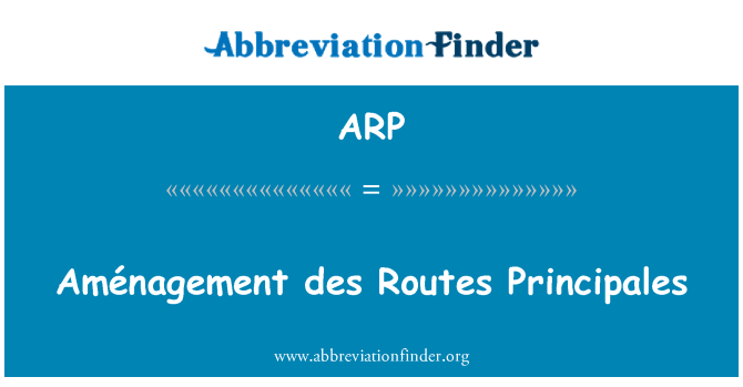 ARP: D'amenagement des Principales trasy