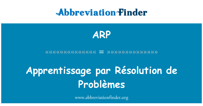 ARP: พาร์ Apprentissage Résolution เด Problèmes