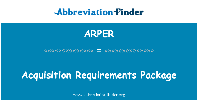 ARPER: Pořízení požadavky balíček