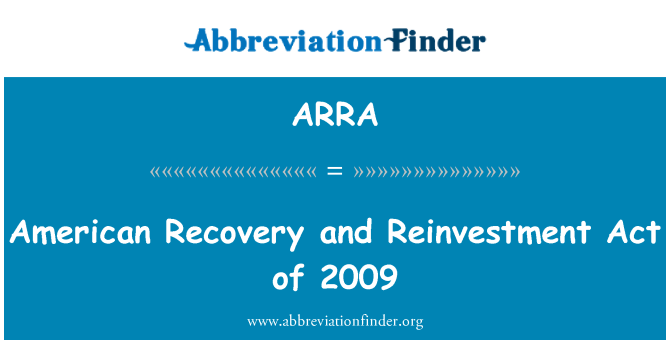 ARRA: American Recovery and Reinvestment Act del 2009