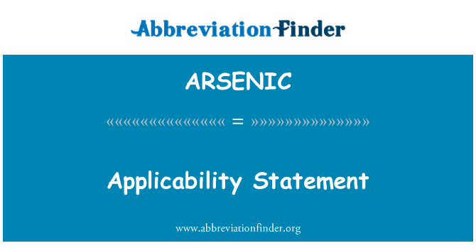 ARSENIC: Kepenggunaan di penyata