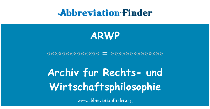 ARWP: 資料館毛皮 Rechts und Wirtschaftsphilosophie