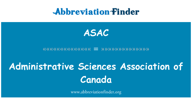 ASAC: Administrative Sciences Association of Canada