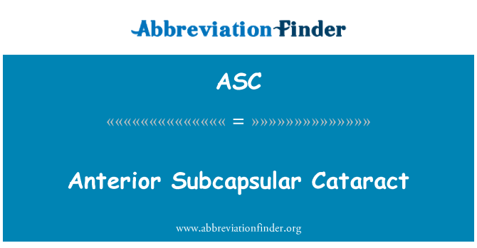 ASC: Fremre Subcapsular Cataract