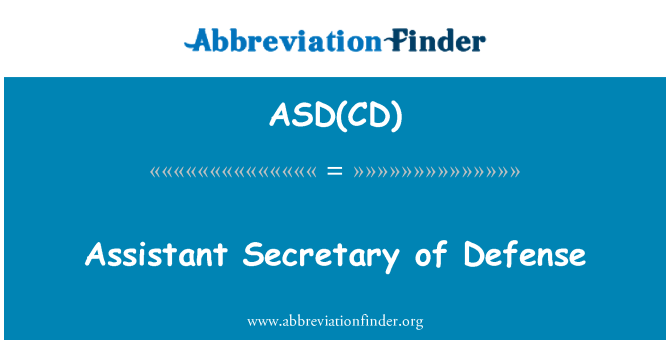 ASD(CD): Assistant Secretary Of Defense