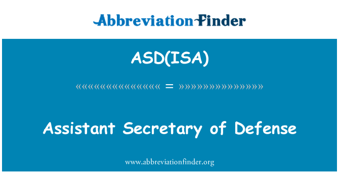 ASD(ISA): Secretário adjunto de defesa